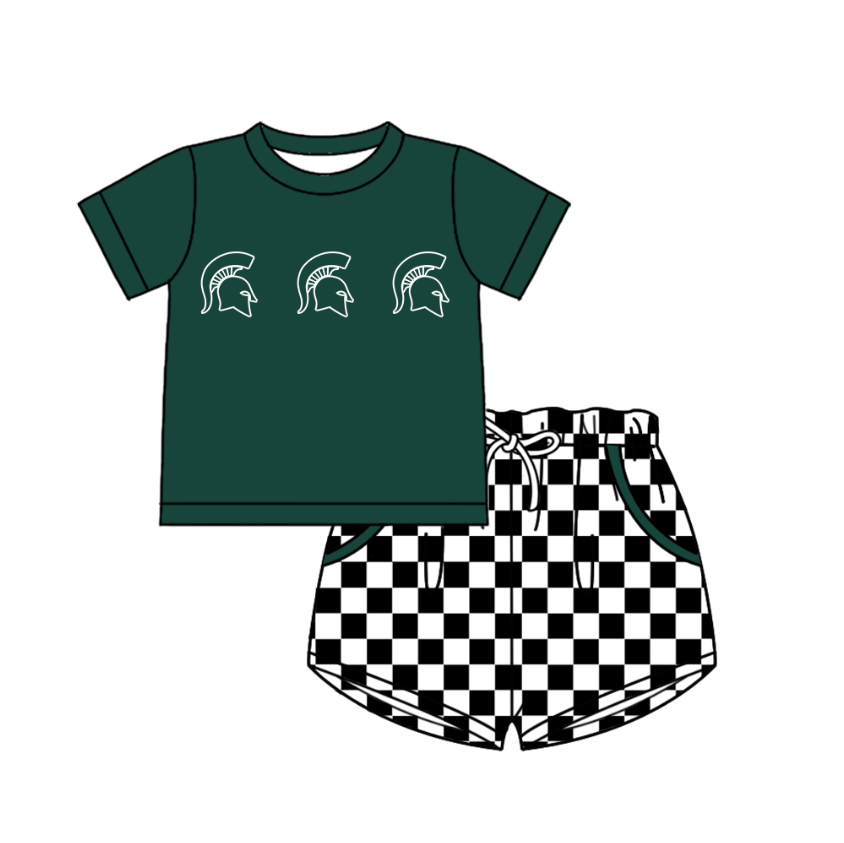 ( Moq 5 Each Style ) Baby Boys Girls Toddler Plaid Sibling Shorts Sets Team Green Clothing