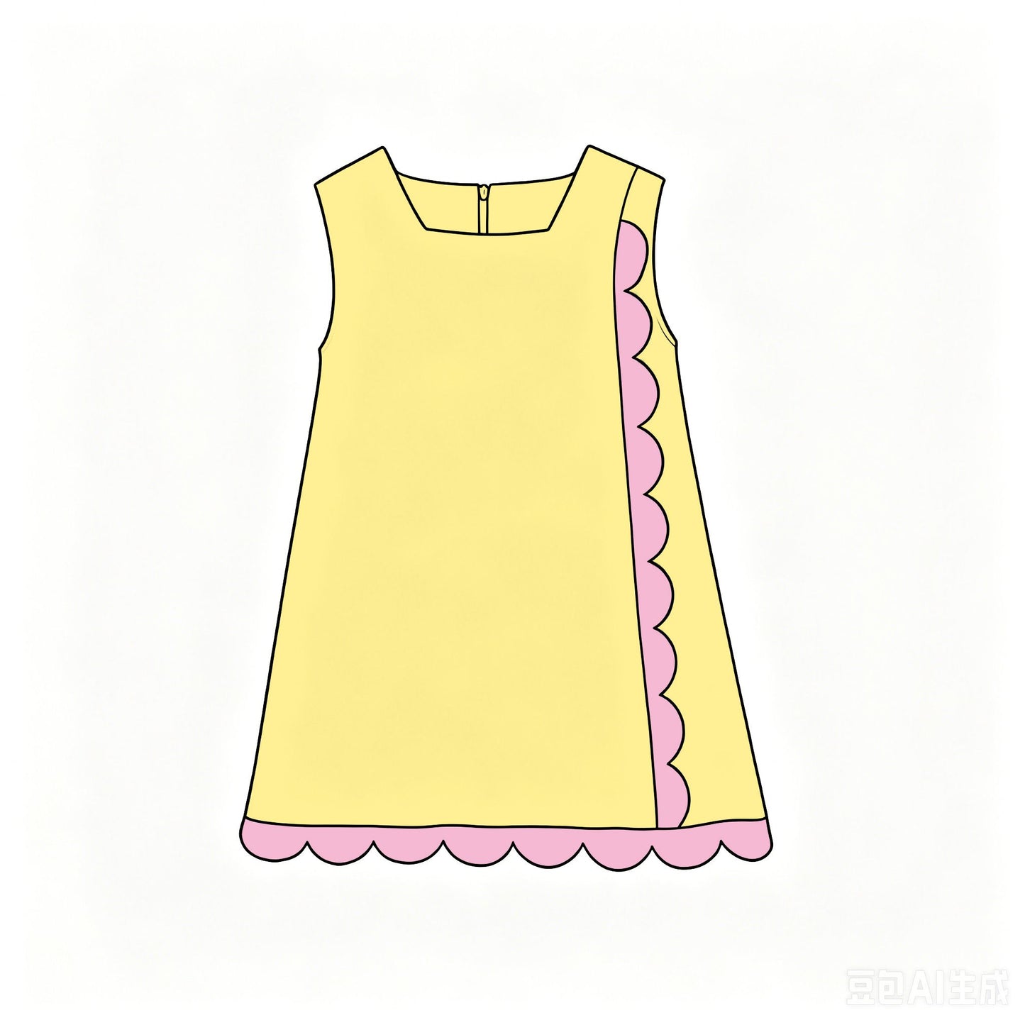 ( Moq 5 ) Preorder Baby Girls Kids Sleeveless Yellow Pink Scalloped Zipper Dress Yoga Active Clothes