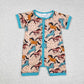 Baby Boy Short Sleeves Western Horse Zipper Romper