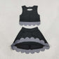 Baby Girls Kids Scallop Shirt Black Plaid Bows Skirt Shorts Set Yoga Active Clothes RTS