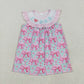 Baby Girl Short Sleeves Embroidery I Love Dad Flower Bows Knee Length Dress RTS