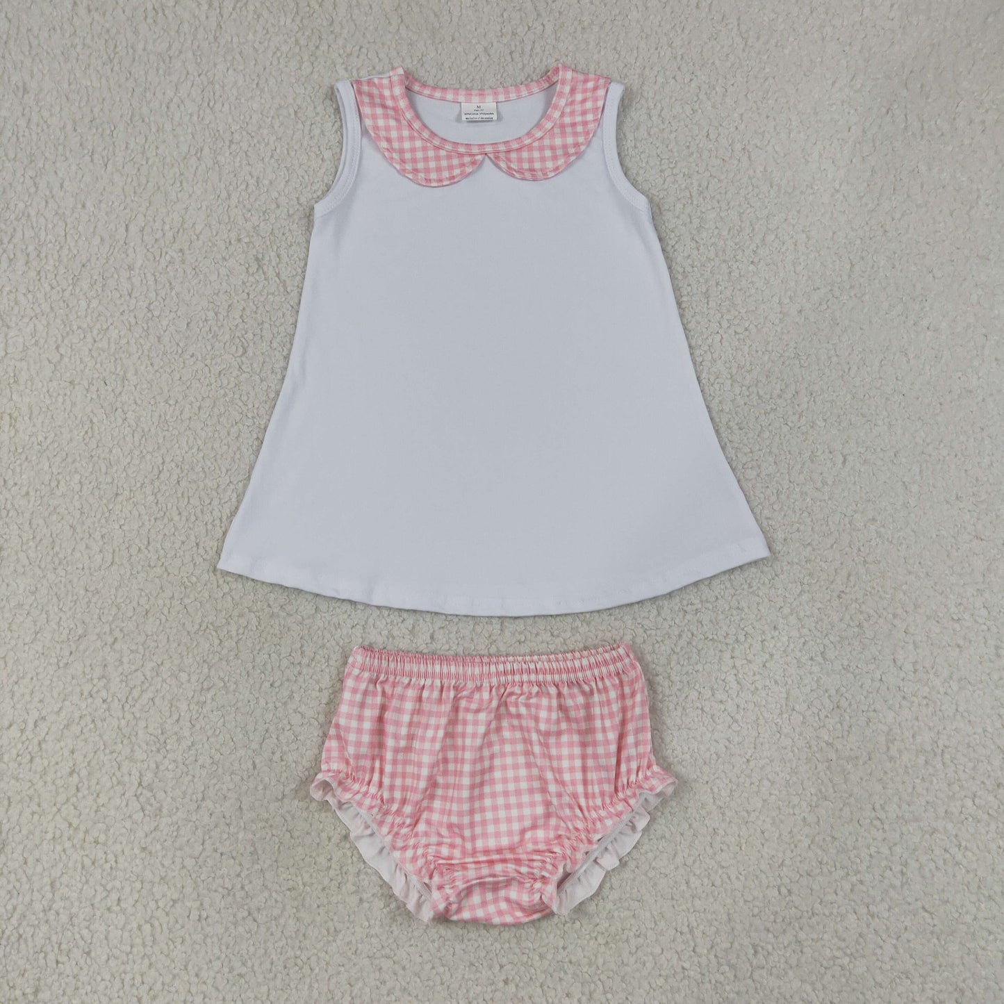 Baby Girls Kids Sleeveless Tops Red Plaid Bummie Shorts Set Clothes RTS