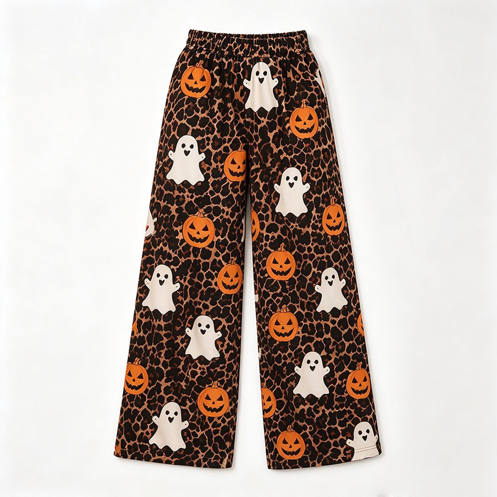 ( Moq 5 ) Preorder Adult Women Halloween Ghosts Pumpkins Leopard Pants Bottoms Clothes