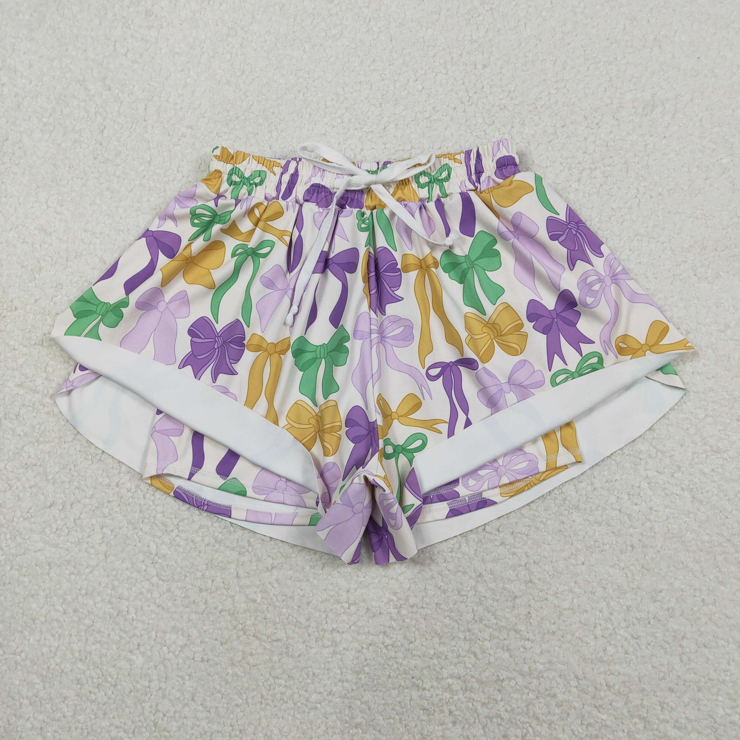 Sibling Kids Girls Adult Women Bows Shorts Yoga Active  Mom and Me Mardi Gras Clothes  RTS