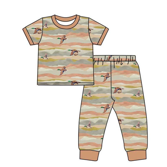 Baby Boy Short Sleeves Ducks Shirt Pants Pajamas Set Moq 5