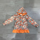 Baby Girls Kids Long Sleeves Flower Orange Ruffle Hoodie Shirt Fall Clothes RTS