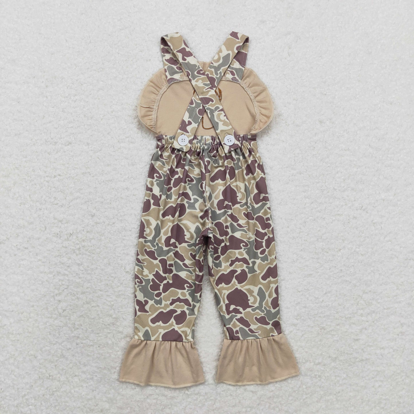 Baby Girl Embroidery Deer Ruffle Camo Pants Hunting Jumpsuit