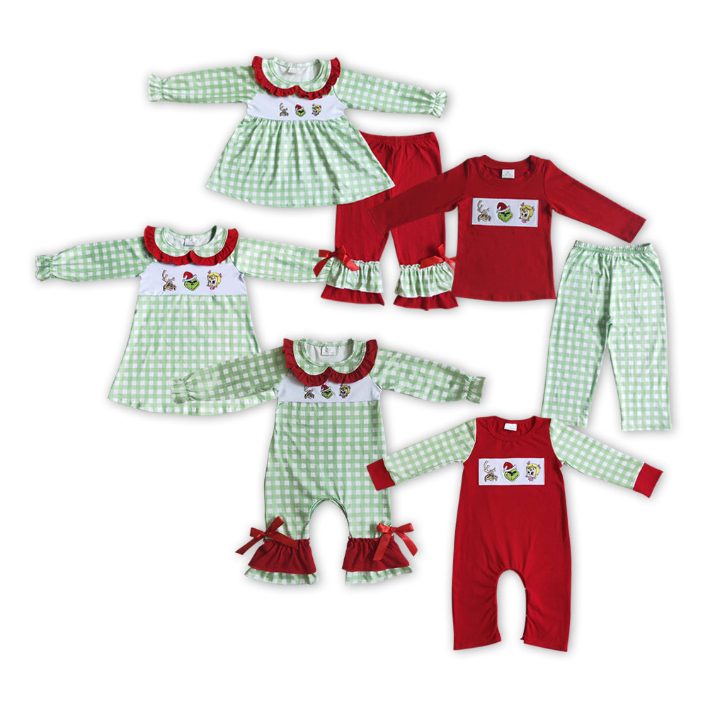 Baby Girl Embroidery Christmas Sibling Romper Set