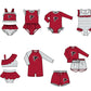( Moq 5 Each Style ) Baby Boys Girls Kids Team Sibling Jumpsuits Sets Swimsuits Red Clothes