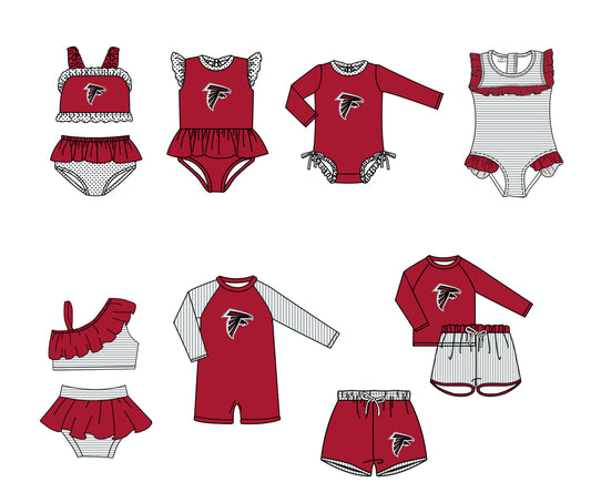 ( Moq 5 Each Style ) Baby Boys Girls Kids Team Sibling Jumpsuits Sets Swimsuits Red Clothes