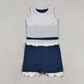 Sibling Baby Girls Kids Sleeveless Shirts Scallop Skirts Shorts Yoga Active Sets Clothes RTS