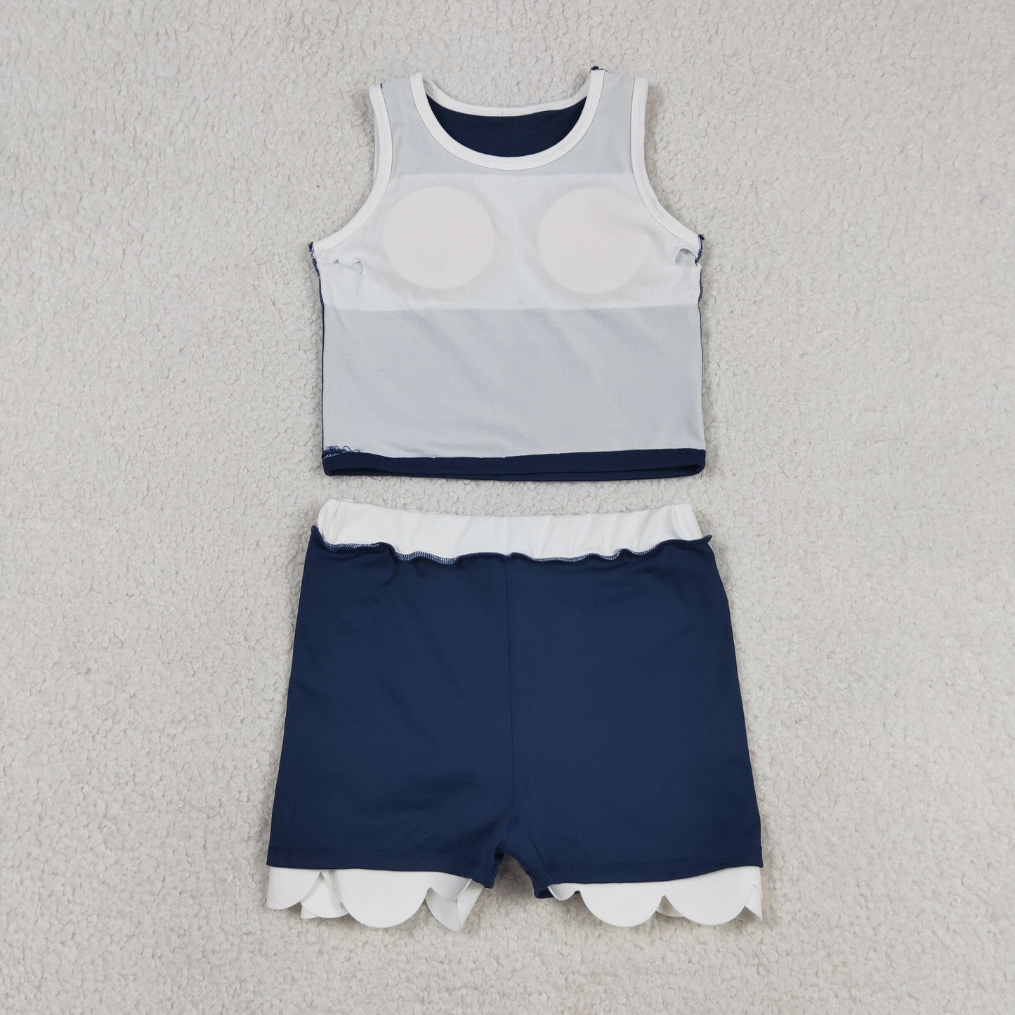 Sibling Baby Girls Kids Sleeveless Shirts Scallop Skirts Shorts Yoga Active Sets Clothes RTS