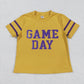 Baby Girl Short Sleeves Game Day Yellow Purple Yoga Active Team Cheer Vinyl Shirt RTS