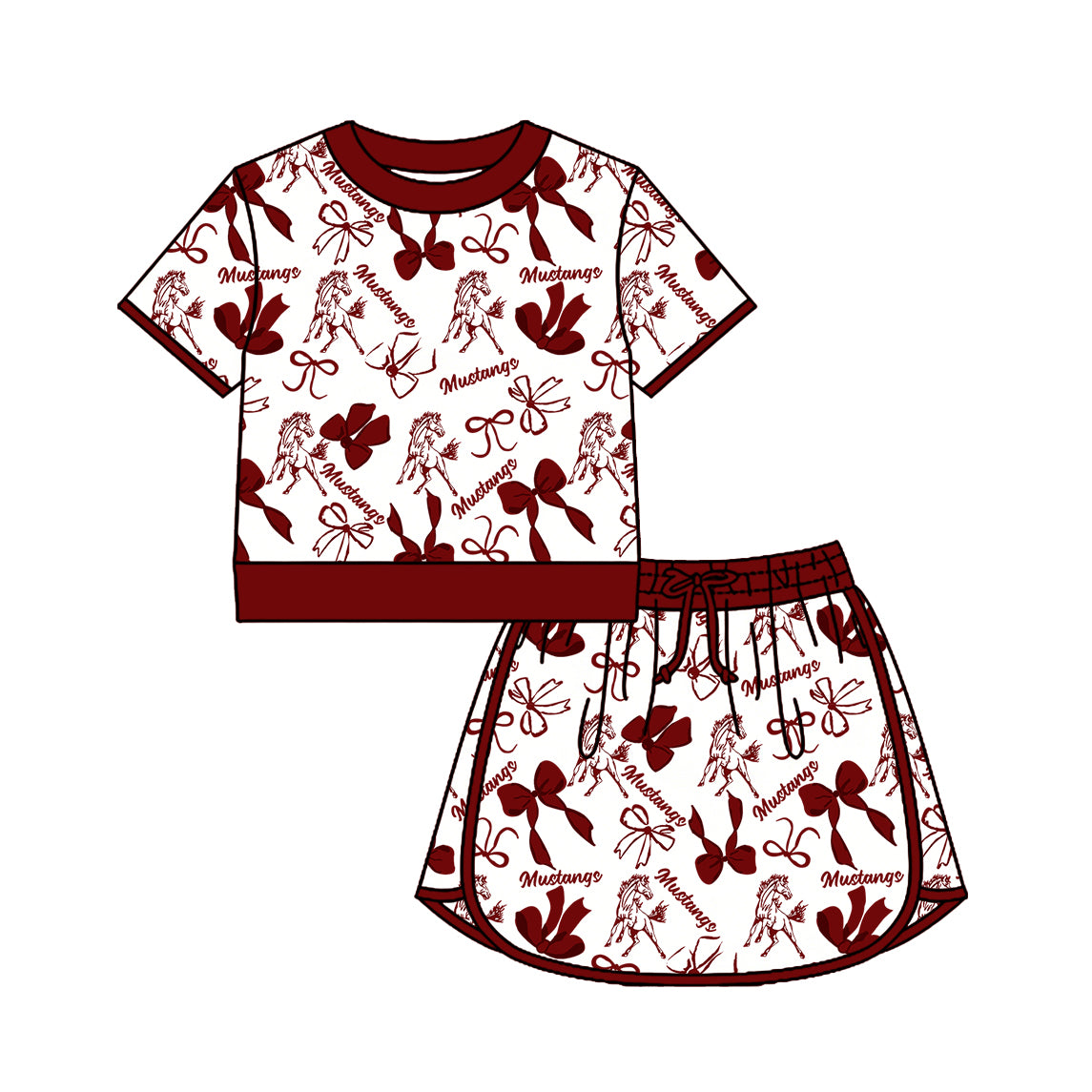 ( Moq 5 Each Style ) Sibling Baby Girls Kids Bows Team Shirt Sets Clothes