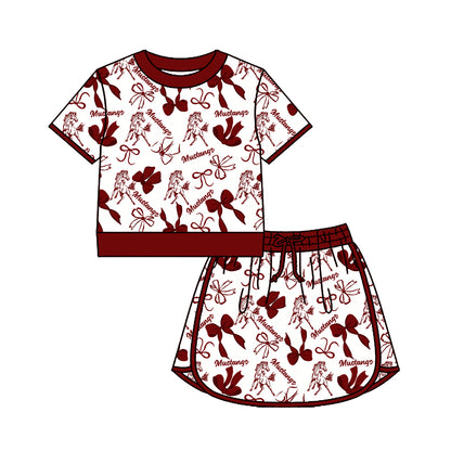 ( Moq 5 Each Style ) Sibling Baby Girls Kids Bows Team Shirt Sets Clothes