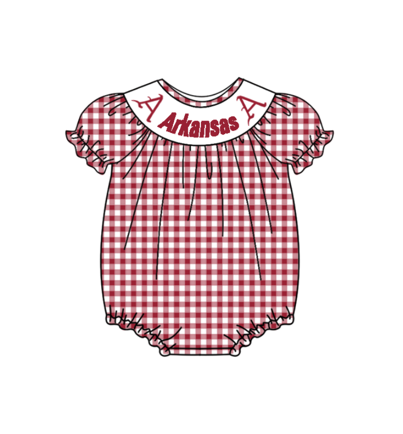 Moq 5 Baby Girl Dark Red Plaid One piece Summer Team Romper