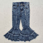 Baby Girl Double-layered Bell Denim Pants Blue Jeans