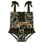 ( Moq 5 ) Preorder Baby Girls Kids Sleeveless Brown Green Camo Ruffle Summer One-piece Swimsuit