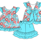 ( Moq 5 Each Style ) Baby Girl Summer Flower Blue Sibling Romper Set 4.24