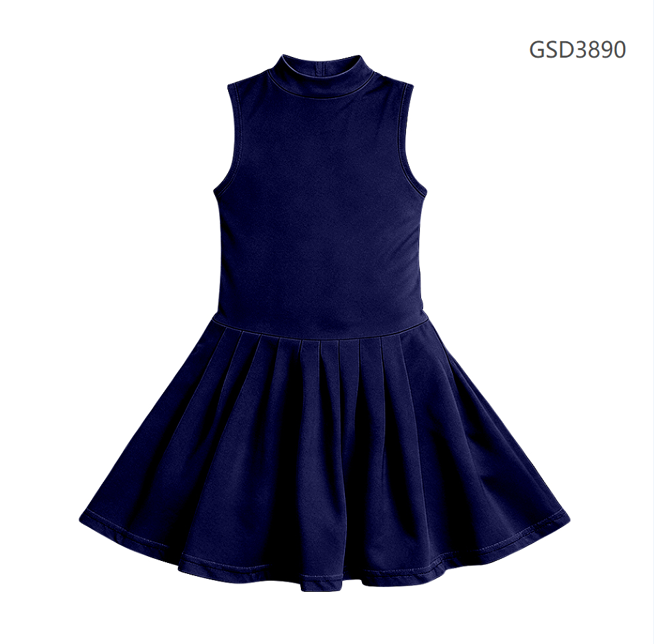( Moq 5 ) Preorder Baby Girls Sleeveless Navy Shorts Knee Length Yoga Active Dress