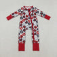 Baby Girls Long Sleevses Hearts Bows Valentine Red Zipper Sleeper Romper RTS