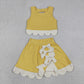 Baby Girls Yellow Sleeveless Tops Bows Skirt Shorts Yoga Clothes Set RTS