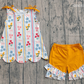 Baby Girls Kids Orange Bows Flower Scallop Tops Ruffle Shorts Summer Set RTS