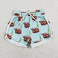 SS0123 Baby Girl Western Cow Print Summer Blue Running Shorts