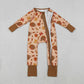 Girls Kids turkey Pumpkin Bows Fall Thanksgiving Zipper Sleeper Romper RTS