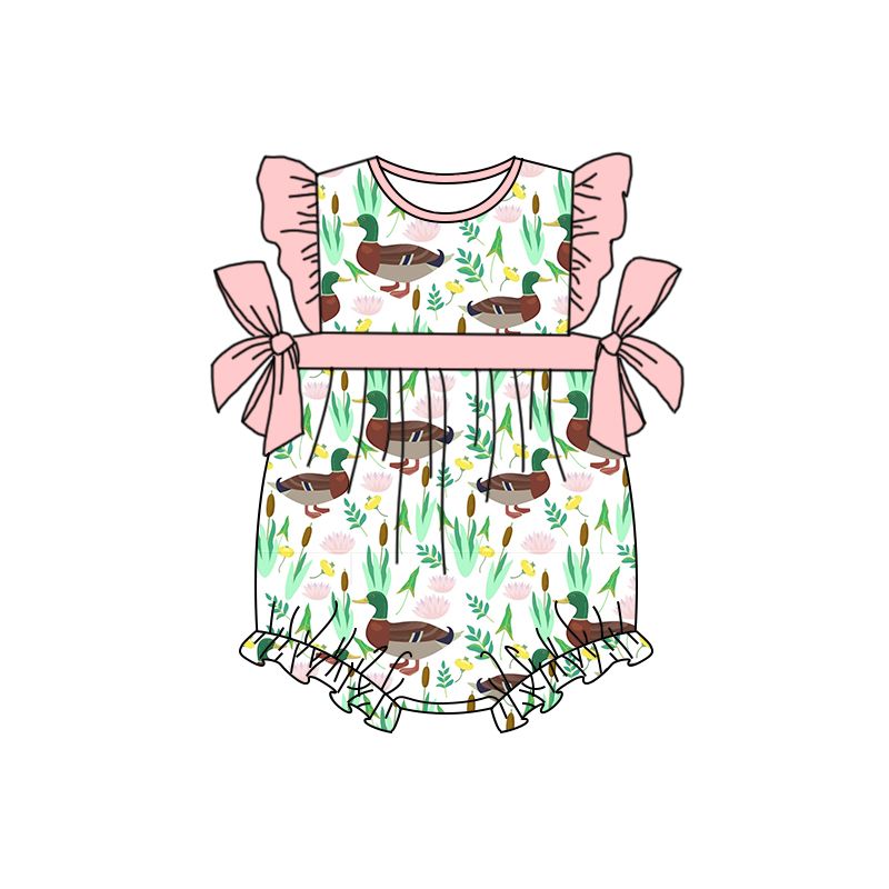 Moq 3 Pre-order SR0849 Baby Girl Ducks Floral One Piece Romper