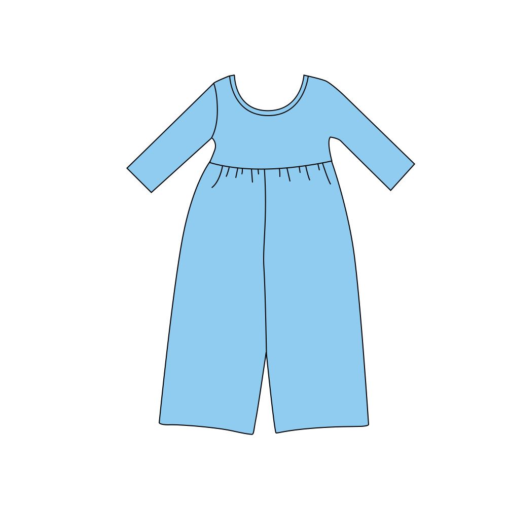 ( Moq 5 ) Preorder Baby Girls Kids Long Sleeves Blue Pants Cotton Jumpsuit Clothes