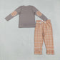 Baby Boy Long Sleeves Embroidery Pumpkins Dog Shirt Plaid Pants Halloween Set RTS