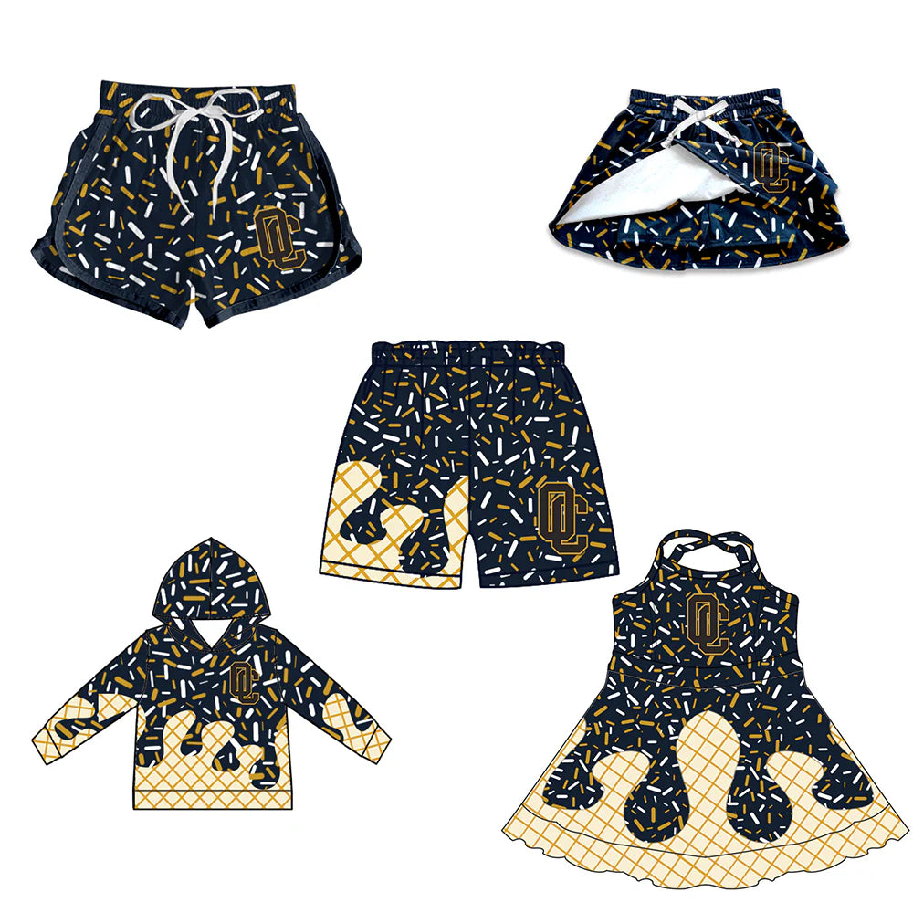 ( Moq 5 each style ) Baby Boy Girl Team Sibling OC Black Drips Dress Shirt Shorts Pants 7.4