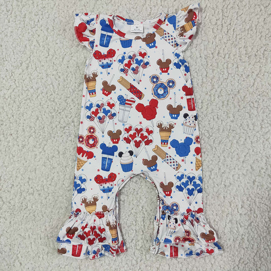 Promotion Baby Girls Cartoon 4th of July Romper