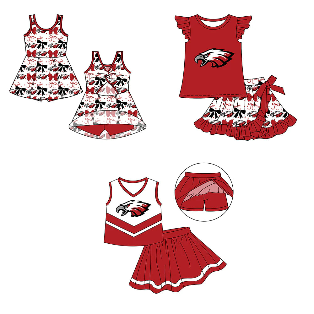 ( Moq 5 each style ) Baby Girl Summer Team Cheer Sibling Bows Dress Set 7.18