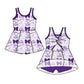 ( Moq 5 each style ) Baby Boy Girl Toddler Team Purple Bows Sibling Shirt Dress Set 6.23