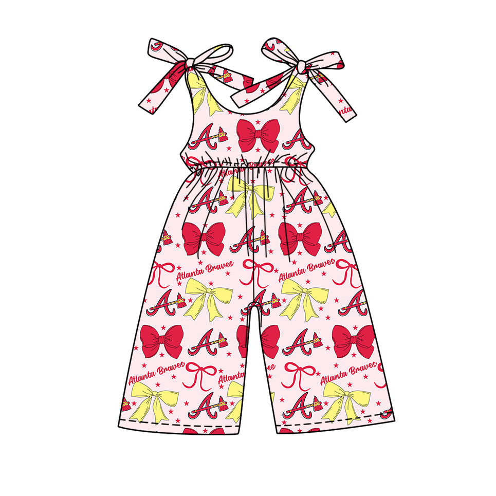 ( Moq 5 each style ) Baby Girl Toddler A Team Red Yellow Bows Sibling Jumpsuit Set 6.16