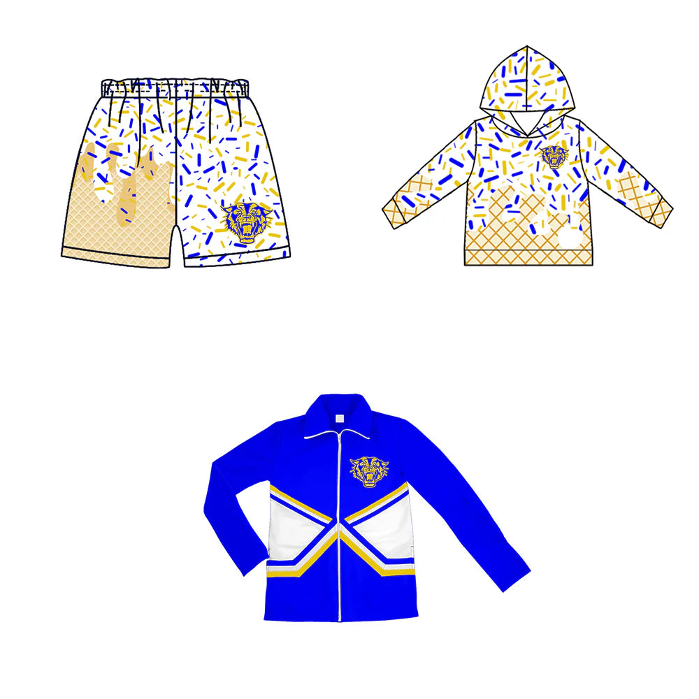 ( Moq 5 each style ) Baby Boy Cat Team Sibling Blue Drip Shorts Shirt 7.21