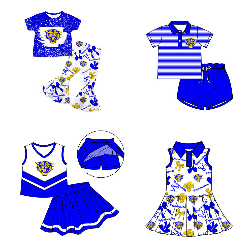 ( Moq 5 each style ) Baby Boy Girl Toddler Team Bows Tigers Sibling Dress Set