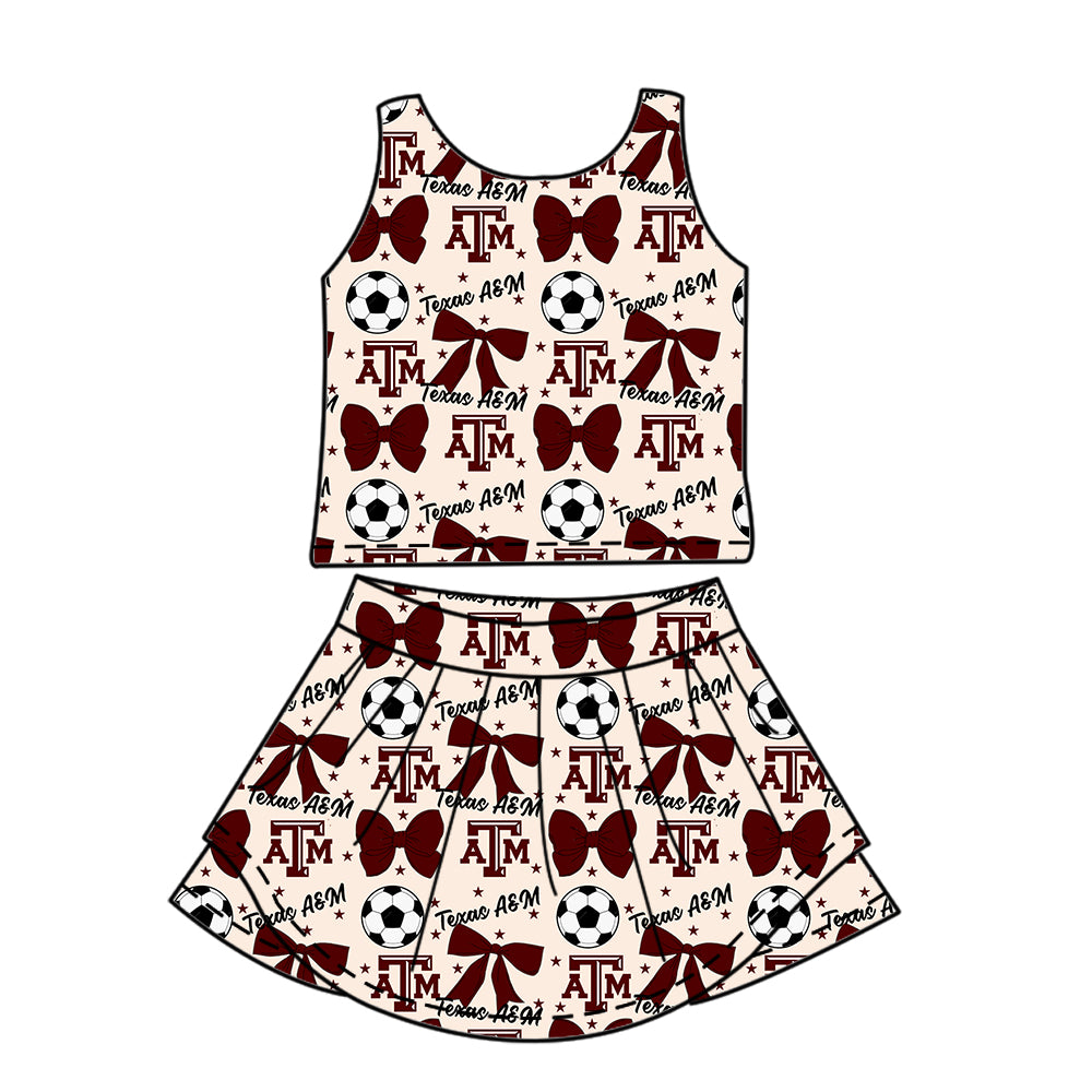 ( Moq 5 each style ) Baby Girl Toddler Team Bows Soccer‌ Sibling Shirt Dress Set