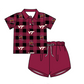 ( Moq 5 each style ) Baby Boy Girl VT Team Black Red Plaid Sibling Shirt Set