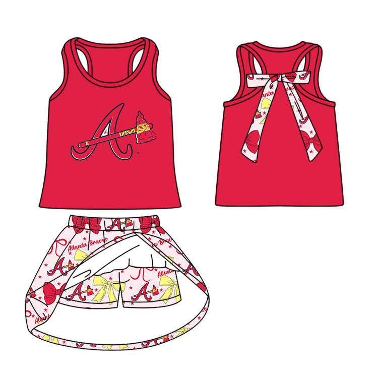 ( Moq 5 each style ) Baby Girl Toddler A Team Red Yellow Bows Sibling Jumpsuit Set 6.16