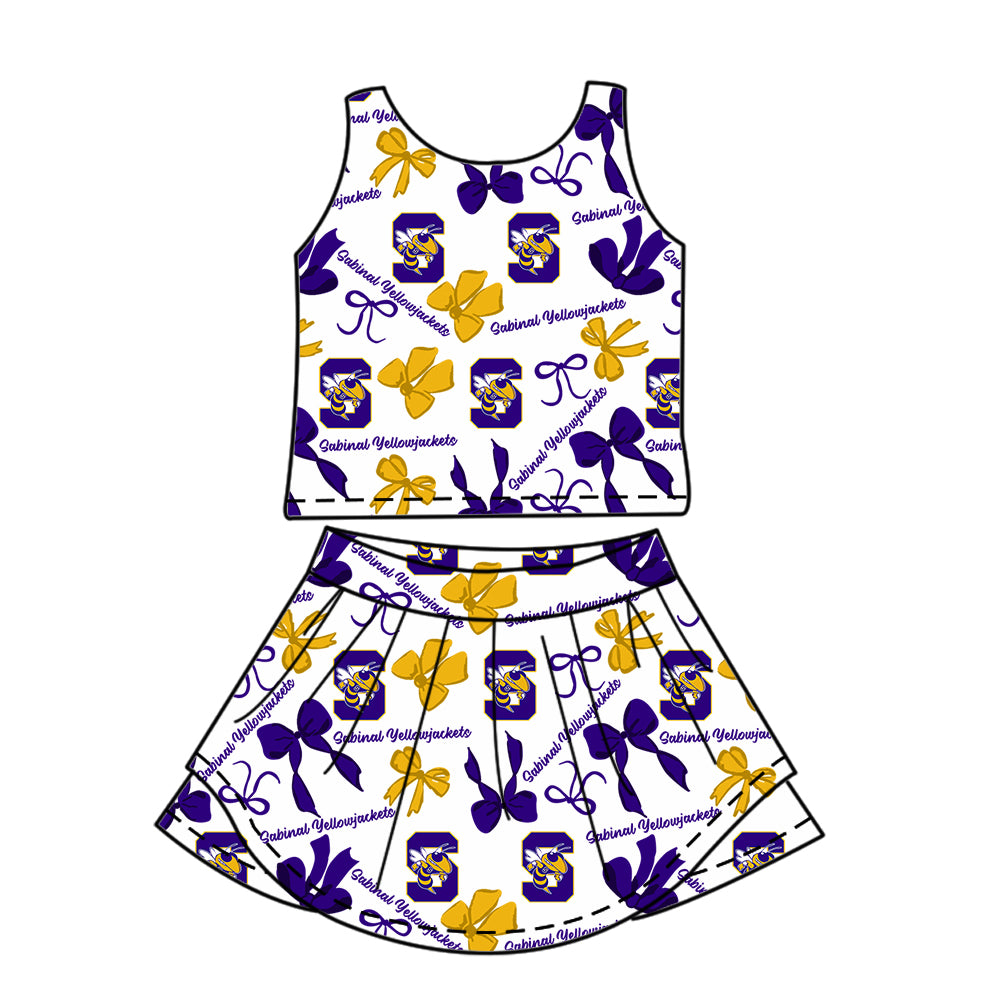 ( Moq 5 each style ) Baby Girl Toddler Bees Team Bows Sibling Dress Set