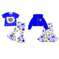 ( Moq 5 each style ) Baby Girl Cat Team Sibling Blue Bows Dress Set 7.21