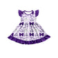 ( Moq 5 each style ) Baby Boy Girl Toddler Team Purple Bows Sibling Shirt Dress Set 6.23