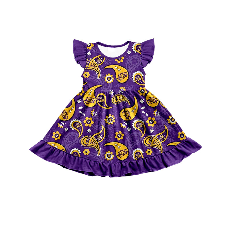 ( Moq 5 each style ) Baby Girl Toddler Purple Team Sibling Dress Set