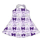 ( Moq 5 each style ) Baby Boy Girl Toddler Team Purple Bows Sibling Shirt Dress Set