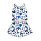 ( Moq 5 Each Style ) Baby Girls Toddler Blue Bows Team Sibling Shorts Dresses Set Summer Clothes
