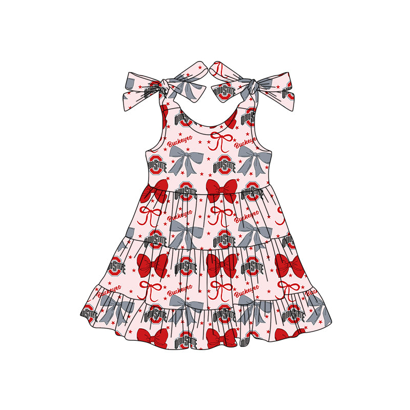 ( Moq 5 each style ) Baby Boy Girl Toddler O Team Bows Sibling Shirt Dress Set