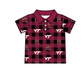 ( Moq 5 each style ) Baby Boy Girl VT Team Black Red Plaid Sibling Shirt Set